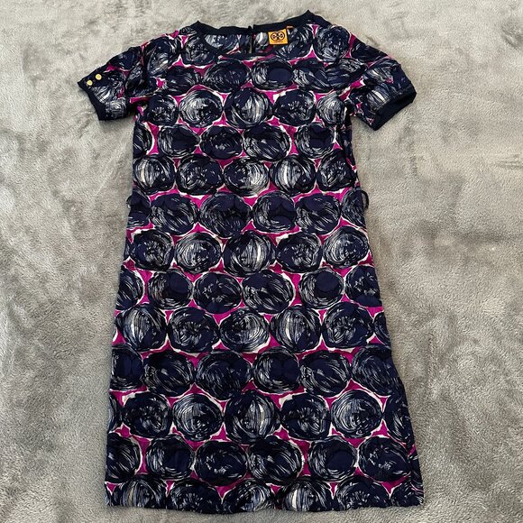 *read* Tory Burch Silk Blend Navy Mod Shift Dress Women's size 6 - Picture 1 of 8